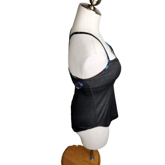 Lululemon Roll Out‎ Tank Heathered Black Petal Pop Multi Black Women's Size 4 - Picture 4 of 8